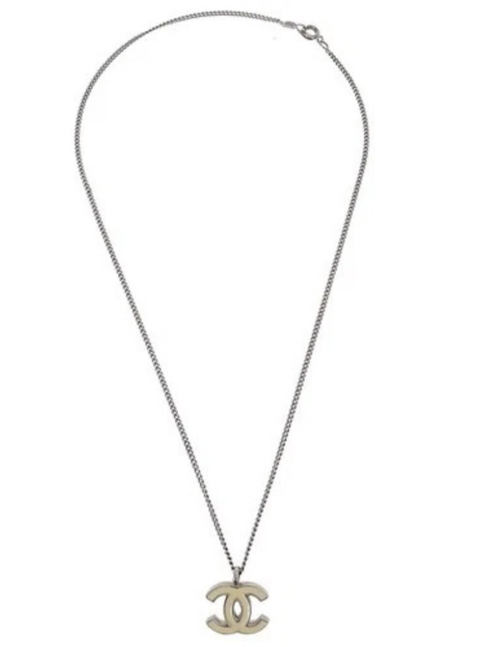 Chanel CC Chain Necklace Silver White 02C 167500 - Picture 2 of 4